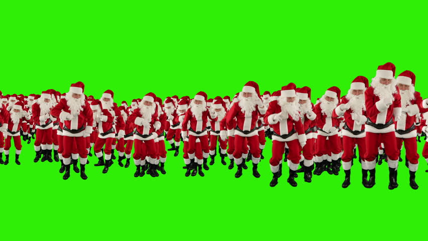 Santa Claus Crowd Dancing, Christmas Party Merry Christmas Shape, Green Screen