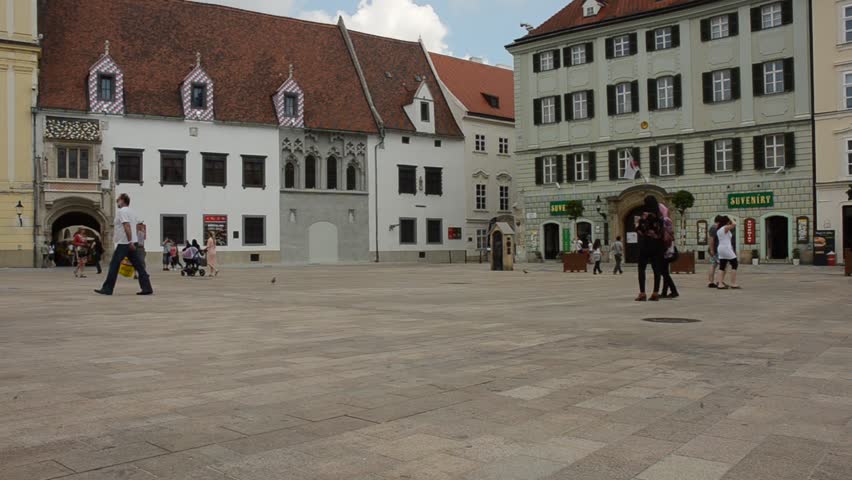 BRATISLAVA, SLOVAKIA - JUNE 7: the Main Square of the Old Town on June 7, 2013 in Bratislava, Slovakia. Bratislava is the capital of Slovakia and first mentioned in 907 AD.
