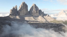 Timelapse video of foggy morning at Tre Cime, Dolomite mountains, Italy