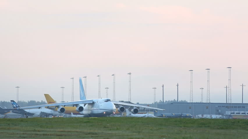 OSLO AIRPORT 13 SEPT 2013: World largest serial produced airplane, Antonov An124