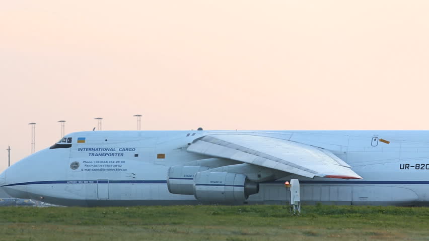 OSLO AIRPORT 13 SEPT 2013: World largest serial produced airplane, Antonov An124