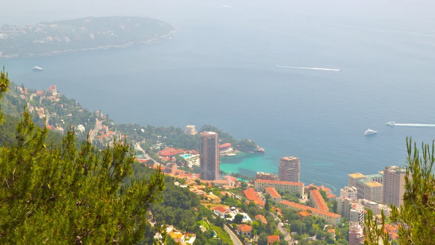 Principality of Monaco, top view, timelapse