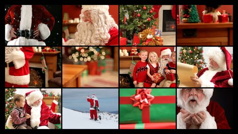 Montage of Christmas scenes with Santa  库存视频