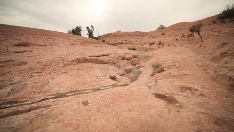 desert Moroccan landscape steady cam