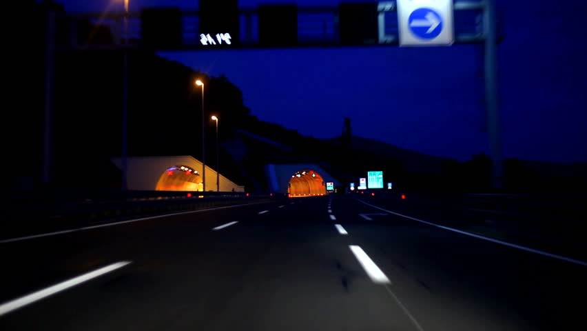 Driving car through tunnel