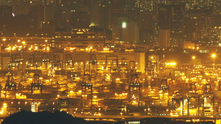 Hong Kong Kwai Tsing Container Terminal at Night - 02