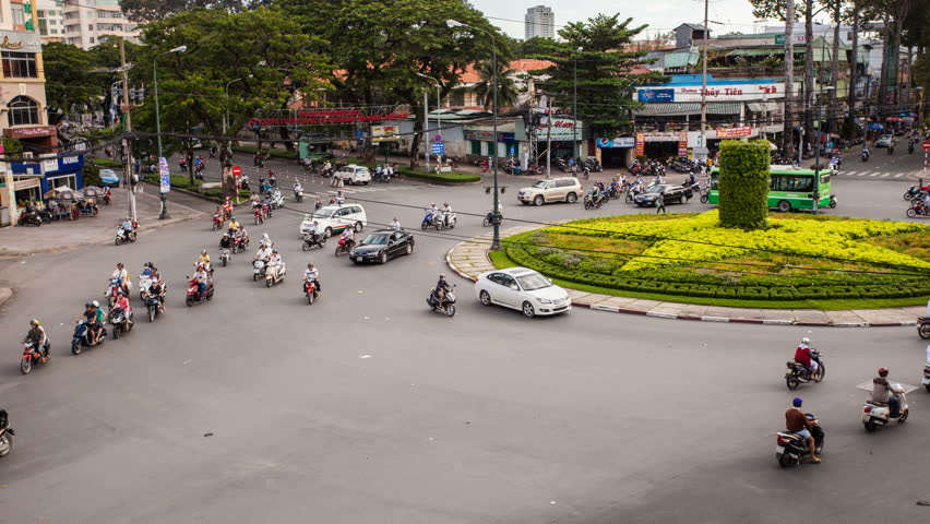 HO CHI MINH CITY - 15 SEPTEMBER: Timelapse view of crazy traffic in Ho Chi Minh