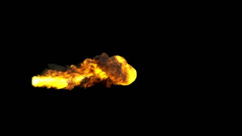 fire flames and smoke, flamethrower isolated on black background with alpha (HD, alpha)