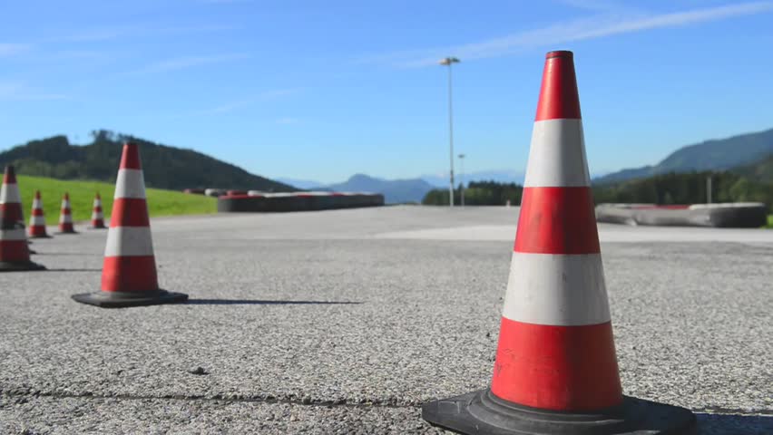 motorcycle driving lessons between traffic cones Stock Footage Video (100% ...