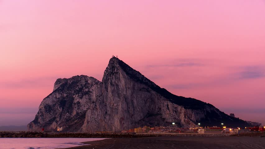 Rock of Gibraltar at  dawn, shot from the East