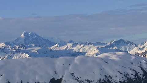 Aerial shot of snow covered mountains, Alaska