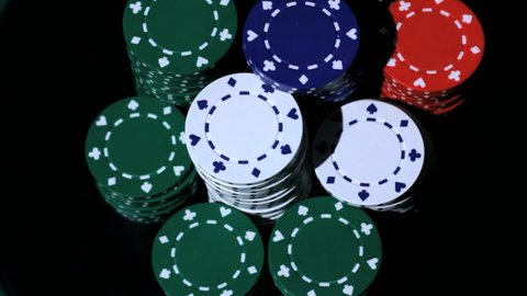 Stack of colorful poker chips.