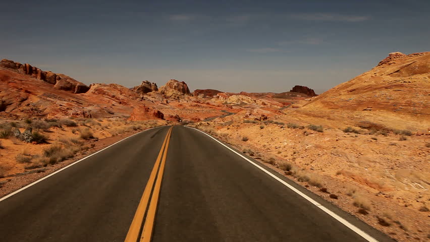 Driving Fast Through the Nevada Desert in Red Rock USA. TImelapsed.