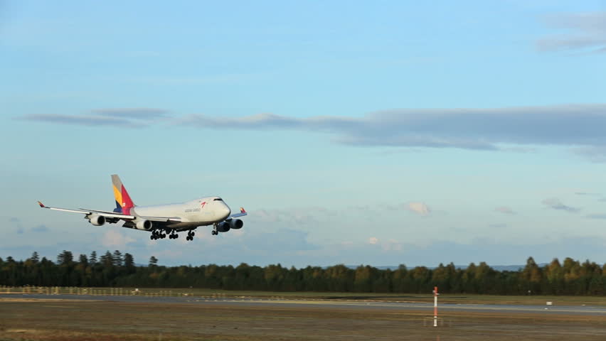 OSLO AIRPORT NORWAY FRIDAY 13 SEPTEMBER 2013: Asiana Cargo Boeing 747 Jumbo Jet
