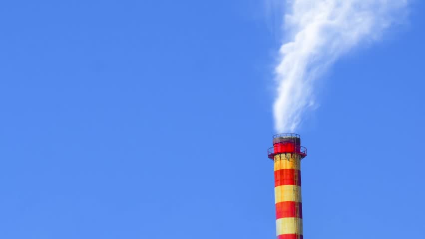 Pollution - Stock Video. Big Chimney emitting into the atmosphere, Progressive