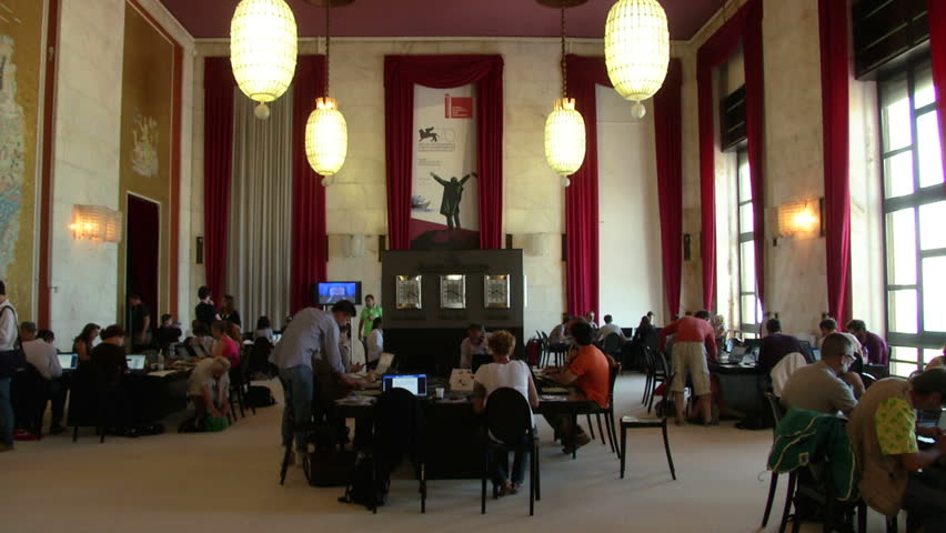 VENICE - AUGUST: Press room at the Palazzo del CasinÃ² during the 70th