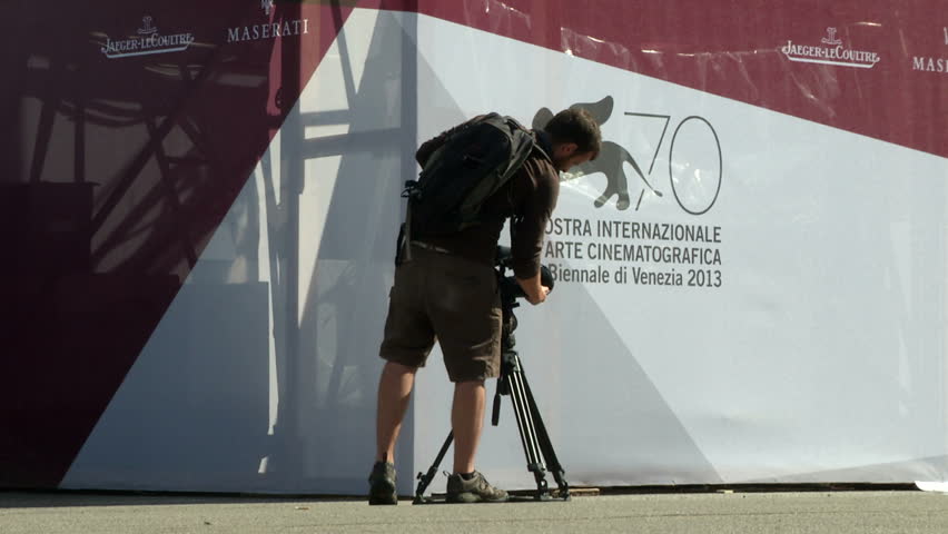 VENICE - AUGUST: A video maker during the 70th International Venice Film