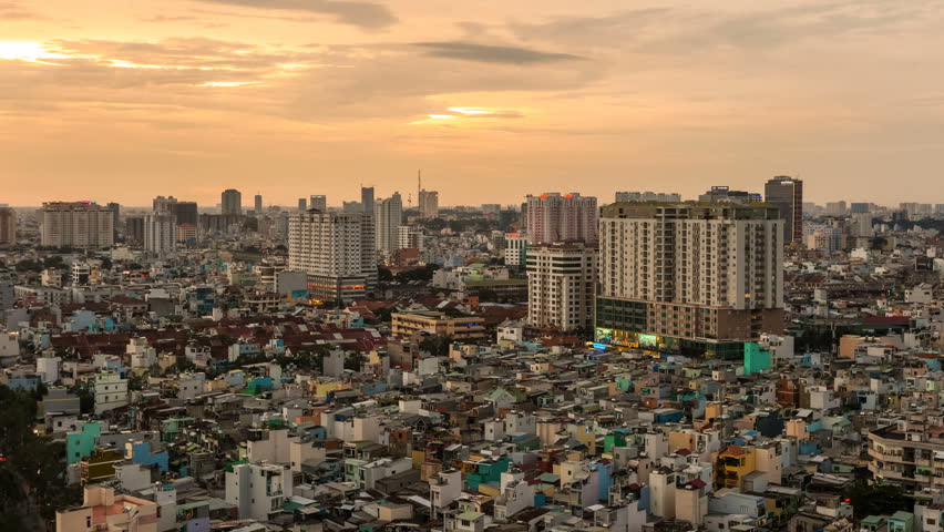 HO CHI MINH CITY - 15 SEPTEMBER: Sunset Timelapse view of Ho Chi Minh City