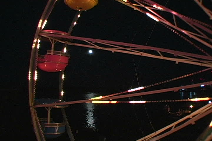 A ferris wheel on beautiful summer night in Maine.