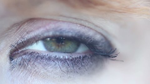 Close-up of a beautiful woman's green eye