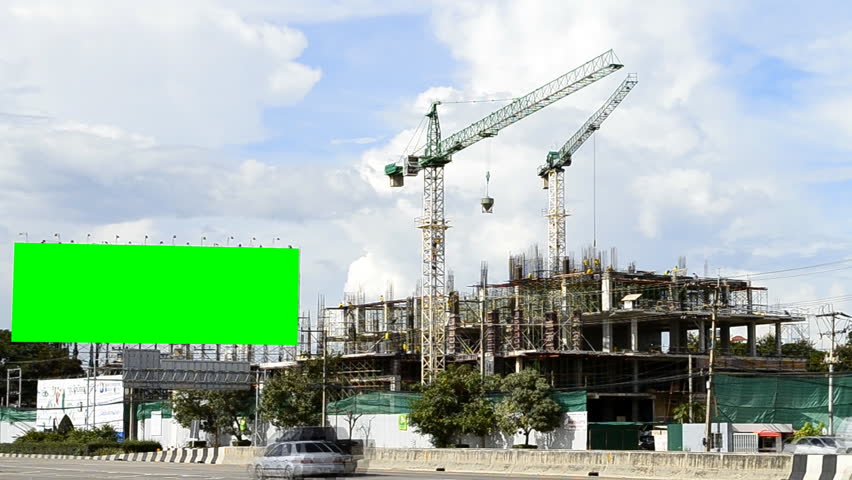 green screen billboard and construction site