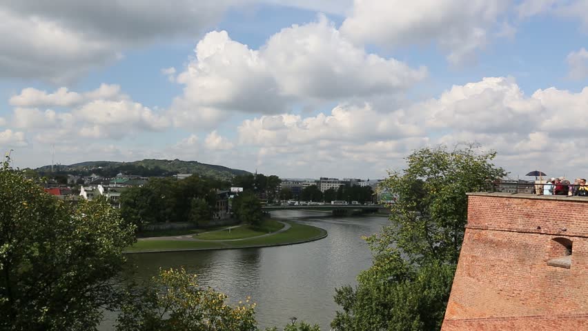 View of Wistula river from Wawel Castle in Krakow, Poland.