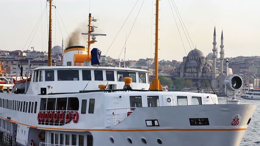 ISTANBUL - MARCH 6: Commuter Ferry CADDEBOSTAN sails in Karakoy Harbor in