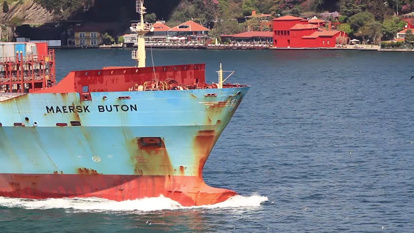 ISTANBUL - APR 13: Container Ship, MAERSKs BUTON (IMO: 9392925, Singapore) on