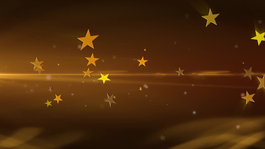 Golden Stars and Glowing Circles Abstract Background