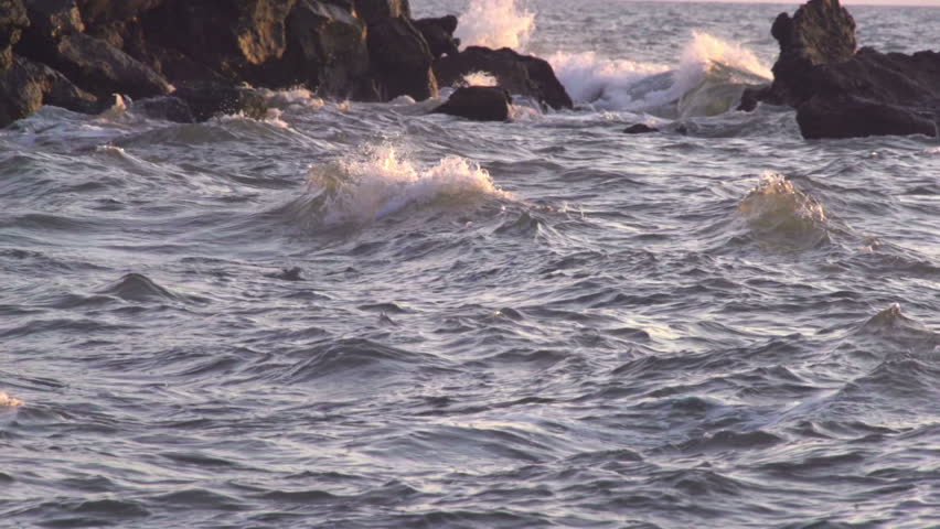 Slow motion. waves from the sea.