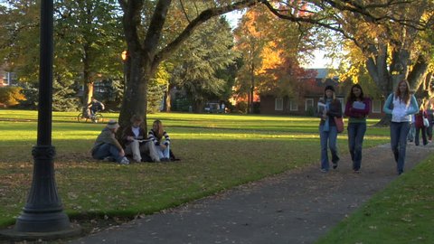 Students on fall campus