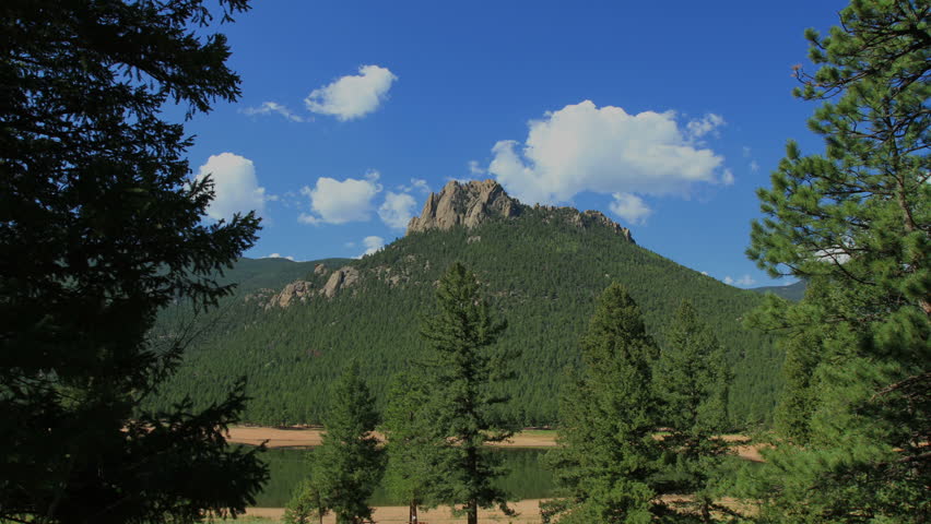 Scenic Castle Mountain in the Rocky Mountains of Colorado on a summer day. HD 1080p timelapse.