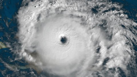 Large cloud hurricane animation, satellite perspective.