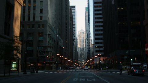 Chicago downtown lasalle street dusk