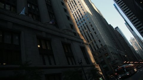 Chicago downtown lasalle street angle pan