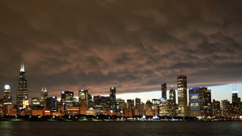 Chicago skyline rain clouds time lapse