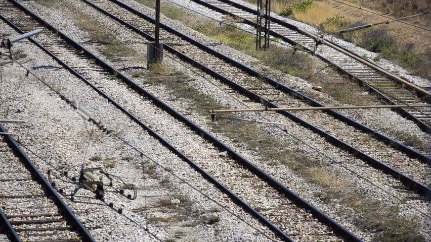 Empty Railroad  tracks Panning shoot- Stock Video