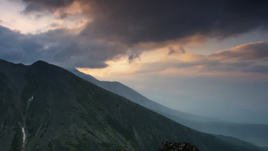 Time lapse clip. Mountain lake in National Park High Tatra. Strbske pleso,