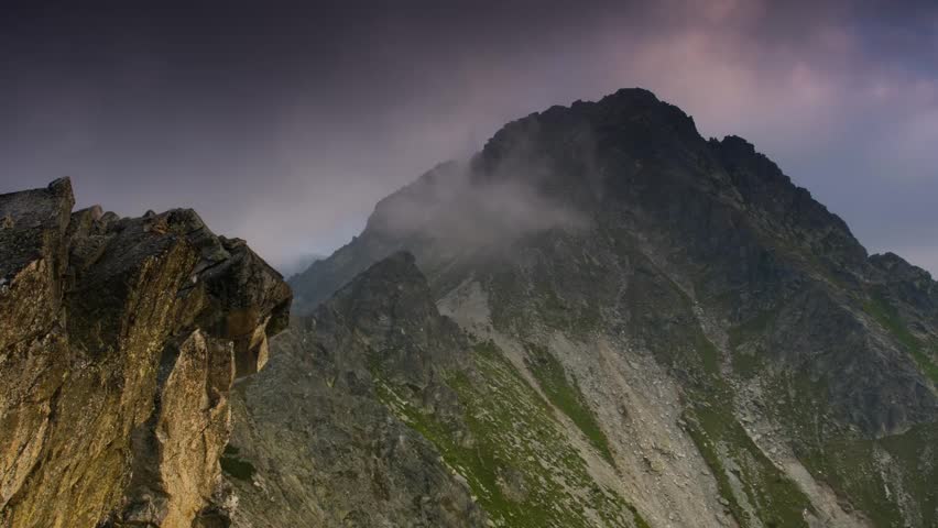 Time lapse clip. Mountain lake in National Park High Tatra. Strbske pleso,