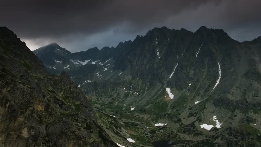 Time lapse clip. Mountain lake in National Park High Tatra. Strbske pleso,