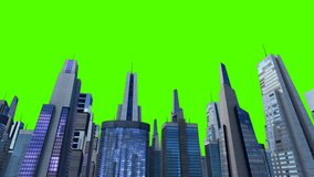 3d animation of corporate office buildings dancing with chroma key. The clip is loop ready.