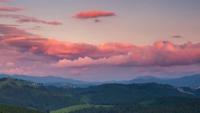 Time lapse clip. Majestic mountain landscape with colorful cloud. Dramatic sky. Carpathian, Ukraine, Europe. Beauty world. HD video (High Definition)