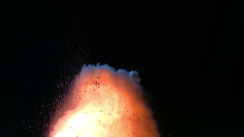 Intense explosion on black background, slow motion Stock Video