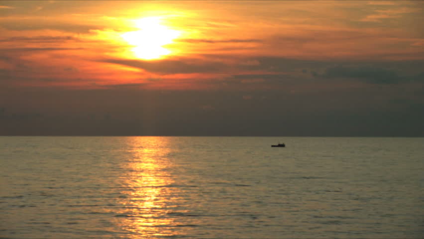 Beautiful sunset on the black sea. During a sunset the boat floats