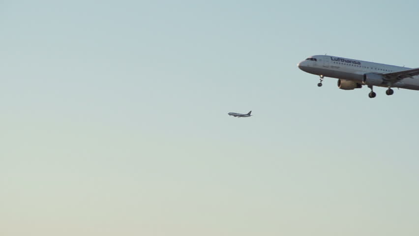 FRANKFURT, GERMANY - August 06: Two Lufthansa aircraft simultaneously on final
