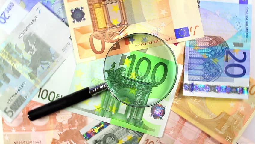 Money spinning up. Close Up, Looping HD Video. Euro bills spinning counter