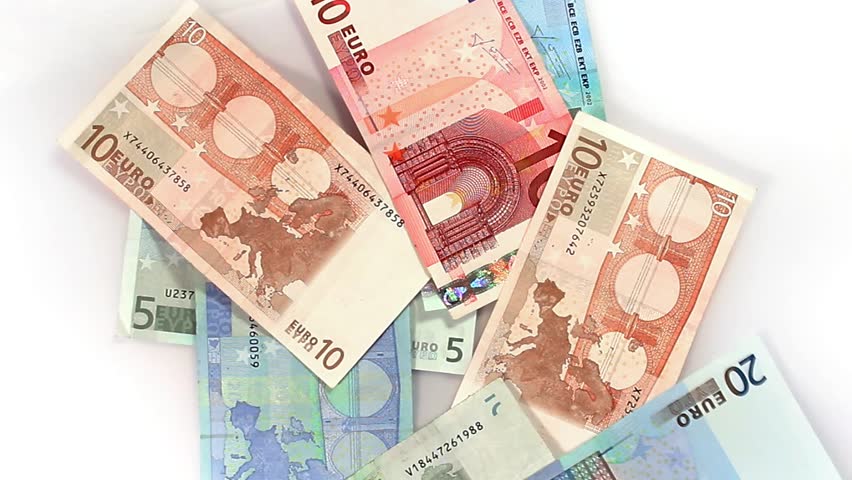 Savings. Euro money banknotes falling to white ground. Perfect for any