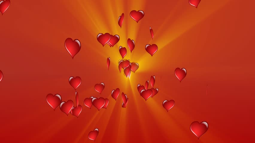 Flaming Red Tumbling Love Hearts - valentine's day background loopable