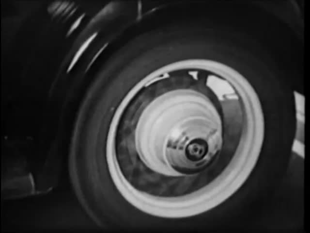 Close-up of car wheel spinning