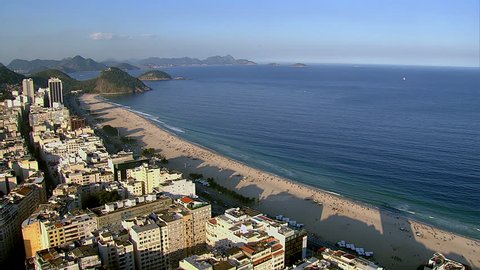 Flying over Copacabana Beach, Rio de Janeiro, Brazil